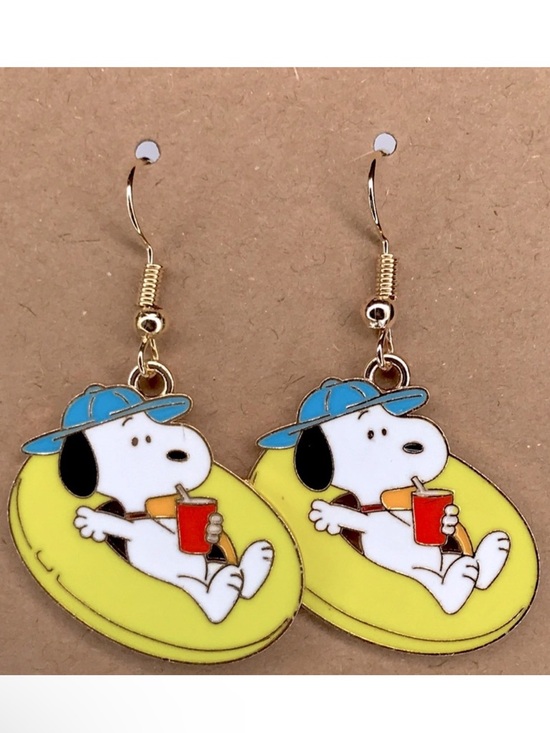 Fashion Jewelry Jewelry - Snoopy Earrings with Yellow and Blue Accents Earrings Fashion Jewelry